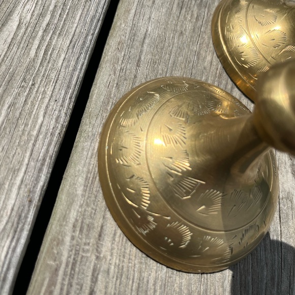 Pair of Elegant Brass Candle Holders - Picture 4 of 4